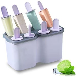 HOMQUEN Popsicles Molds, 8 Piece Ice Pop Mold, Reusable Easy Release Ice Cream Mold for kids, Many Shapes Homemade Popsicle Molds, DIY Popsicle Maker, BPA Free (8 Cavities-Purple)