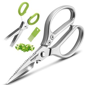 ONEBOM Kitchen Shears 2 Pack,Multi Function Kitchen Scissors Heavy Duty 304 Stainless Steel,for Chicken,Meat,Fish