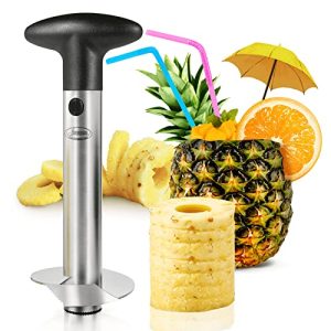Pineapple Corer, [Upgraded, Reinforced, Thicker Blade] Newness Premium Pineapple Corer Remover (Black)