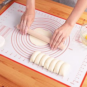Silicone Pastry Mat Extra Thick Non Stick Baking Mat, Fondant Mat,Counter Mat,Dough Rolling Mat, Oven Liner, Pie Crust Mat (16''(W)*20''(L), Red)