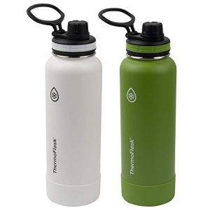 ThermoFlask Double Wall Vacuum Insulated Stainless Steel 2-Pack of Water Bottles, 40 Ounce, Arctic/Grasshopper