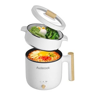 Electric Cooker with Steamer, 1.8L Portable Mini Travel Cooker, Multifunctional Non-Stick Electric Skillet for Stir Fry/Stew/Steam, Perfect for Ramen Noodles/Pasta/Egg/Soup/Oatmeal