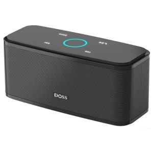 DOSS Bluetooth Speaker, SoundBox Touch Portable Wireless Bluetooth Speaker with 12W HD Sound and Bass, IPX5 Waterproof, 20H Playtime,Touch Control, Handsfree, Speaker for Home,Outdoor,Travel-Black