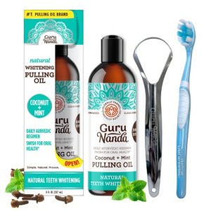 GuruNanda Coconut Oil Pulling with 7 Natural Essential Oils and Vitamin D, E, K2, Alcohol Free Mouthwash (Mickey D), Helps with Fresh Breath, Teeth Whitening, Gum Health (8 Fl. Oz) - 1 Pack