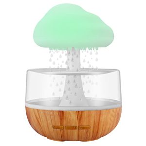 Raining Cloud Night Light Aromatherapy Essential Oil Diffuser Micro Humidifier Desk Fountain Bedside Sleeping Relaxing Mood Water Drop Sound (White)