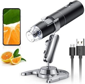 Wireless Digital Microscope, Skybasic 50X-1000X Magnification WiFi Portable Handheld Microscopes with Adjustable Stand HD USB Microscope Camera Compatible with iPhone Android iPad Windows Mac Computer